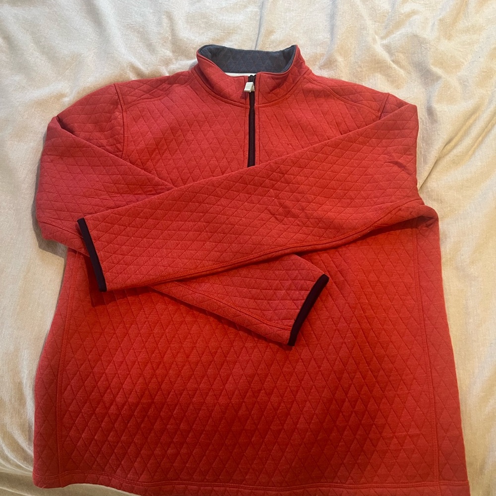 J. Crew Men's Preppy Quilted Red Half-Zip Sweater